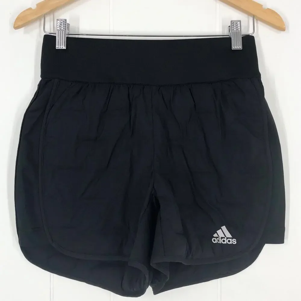 Adidas High Waisted Running Short X-City Padded Drawstring Pockets Size XS Black